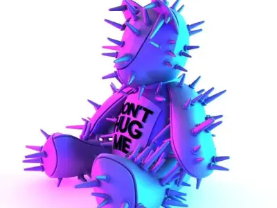 Teddy Bear Punk Dont Huge Me toy 3D print model