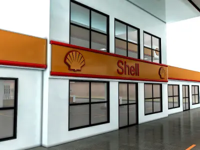 3D Gas Station Low-poly 3D model