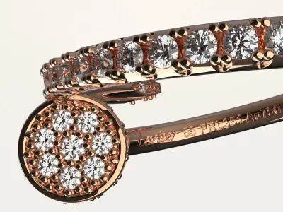 Ring Juste un Clou with diamond  3D print model