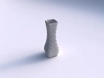 Vase larger opening rectangle with bent extruded lines 2 3D print model