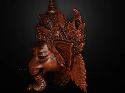 Ganesha Wooden Head 3D print model