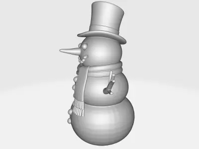 Snowman Model with Hat Scarf and Buttons  Festive Winter  3D print model