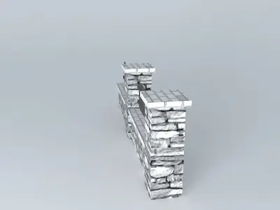 Brick fence Free 3D model