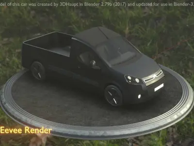 City Car 13 Utility Vehicles Pickup 1500 Type-D Black  Low-poly 3D model