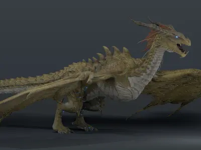 Nordic Legendary Dragon -rigged Low-poly 3D model
