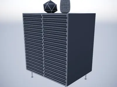 Solid-Wood-Chest cabinet with vase on top Free 3D model