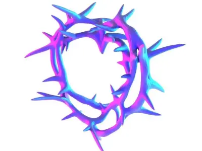 Pink Sacred Heart with Crown of Thorns toy 3D print model