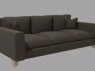 Fabric Sofa Wood Sofa Couch Furniture Armchair 3D Model Low-poly 3D model