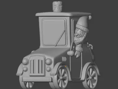 Santa in the car Christmas ornament  3D print model