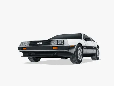DeLorean DMC 12 1981 Low-poly 3D model