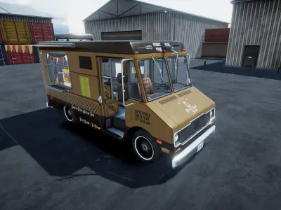 Food truck unity asset Low-poly 3D model