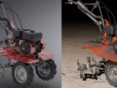 Rotary tiller 3D model