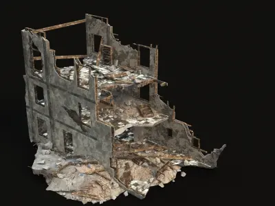 DESTROYED BUILDING 03 Low-poly 3D model
