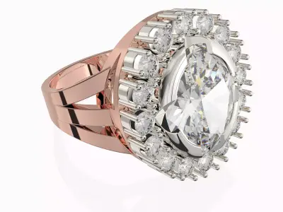 Printable STL jewelry engagement ring stone oval  3 ct  3D print model