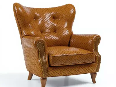 Luxury Single Leather Armchair  3D model