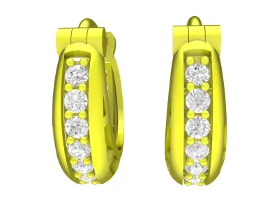 Luxury Diamond Huggie Hoop Earrings 3D Model 5986 3D print model