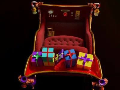 Santa Sleigh Cart 3D model