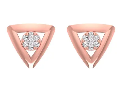 Triangle Shaped Women Stud Earrings 3dm STL OBJ Render Details 3D print model