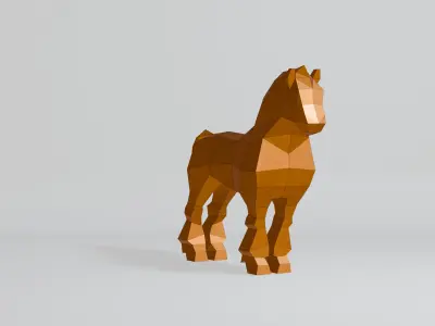 Polygonal Shire Horse 3D model