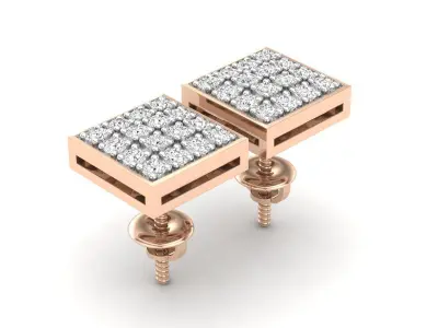 AV 494 Diamond Square Men Hip Hop Iced Stud Earrings 3D print model