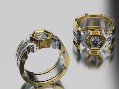 Gold Man Ring Rolex 3D print model