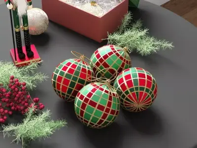 Polypropylene Plaid Ball Ornament 3D model