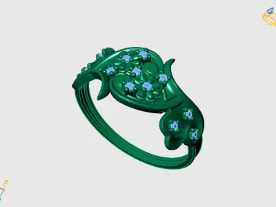 Womens Diamond Signet Ring Women Rings 3dmodels 3D print model 3D print model 41