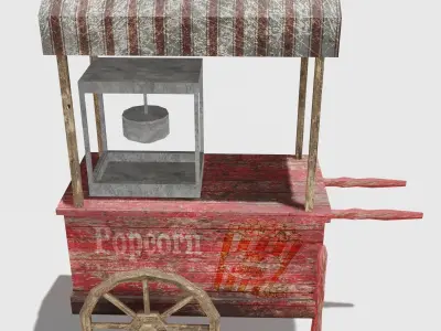 Old Popcorn Cart Low-poly 3D model