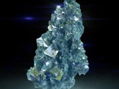 Low Poly Blue Crystal Gemstone Pack 200112 Low-poly 3D model