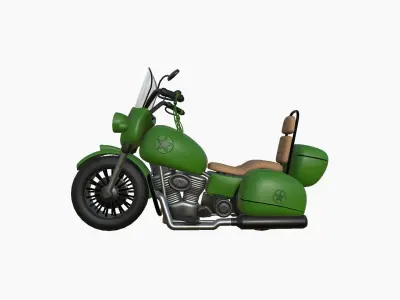Motorcycle Cartoon B05 Green Army - Custom Vehicle Design Low-poly 3D model