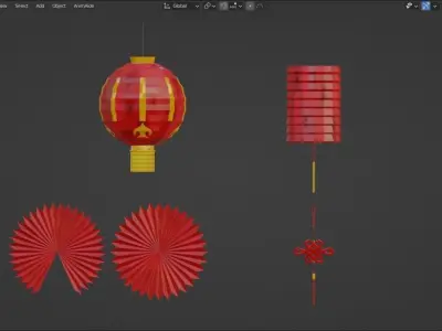 Chinese New Year Decorations 01 Low-poly 3D model