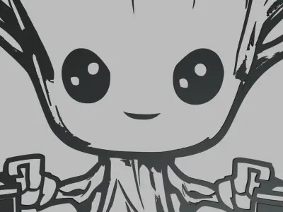 Groot 01 Wall Silhouette 3D print model