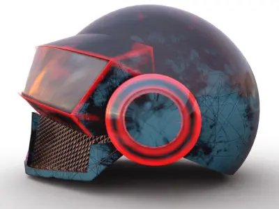 Sci Fi Neon Helmet Low-poly 3D model