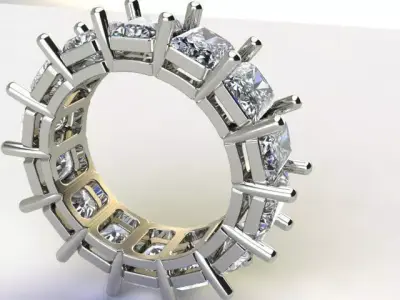 ring rectangular stone 3D print model