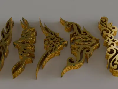 Elegant Decorative Ornament 3D Model  Low-poly 3D model