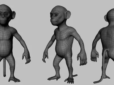 Monkey Baby Low-poly 3D model