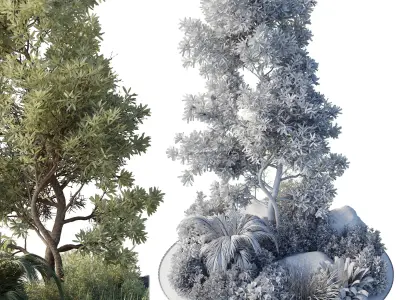 Collection outdoor indoor pot plant  tree  bush the garden pot  3D model