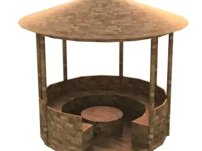Pergola wooden gazebo Free low-poly 3D model