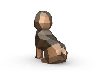 shihtzu figure low poly 3D print model