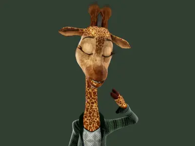Cartoon Giraffe Rigged 3D model