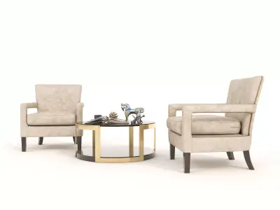 Modern Coffee Table and Armchair Set 24 3D model