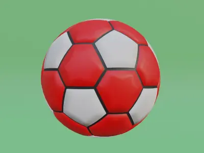Red Soccer Ball Low-poly 3D model