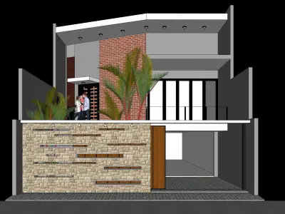 EXTERIOR INTERIOR C HOUSE 2 FLOOR Low-poly 3D model