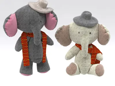 Plush elephant toy 3D model