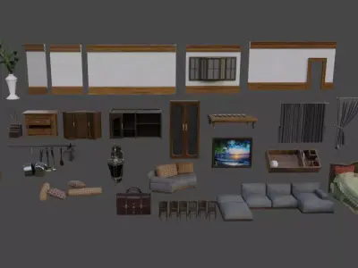 Acset model Home accessories  Low-poly 3D model