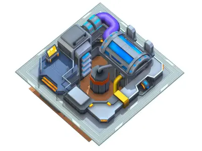 isometrical fuel rig platform station upgrade 2 Low-poly 3D model