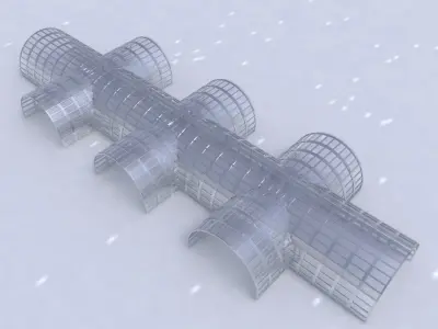 Cylindrical large structure for airport or large space 3D model