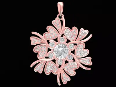 Luxury Floral Diamond Pendant Jewelry 3D Model  3230 3D print model