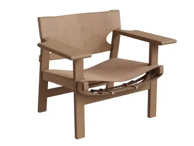 Oak Wood Leather Lounge Chair Low-poly 3D model