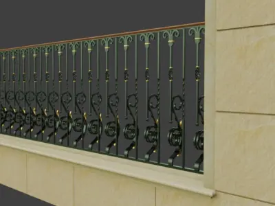 Wrought iron hand rail 3D model